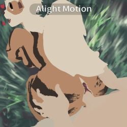 . alight_motion animated anthro anus arcanine breasts doggy_style duo female from_behind_position grass heart hoshipuma human looking_at_viewer male male/female mammal nintendo plant pokemon pokemon_(species) sex tail_motion tailwag vaginal_penetration video_games