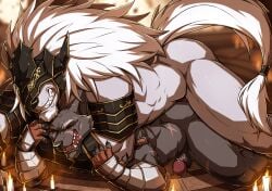 absurd_res anal anal_sex animal_genitalia animal_penis anthro armor biceps big_muscles big_penis blaidd_(elden_ring) bodily_fluids canid canine canine_penis canis claws clothed clothing drks duo elden_ring erection finger_claws fingers forced fromsoftware fur genital_fluids genital_fluids_on_penis genitals grey_body grey_fur hair headgear helmet hi_res huge_cock knot larger_male lying male male/male male_only male_penetrating maliketh_the_black_blade mammal muscular muscular_anthro muscular_male open_mouth penetration penis rape size_difference video_games white_body wolf