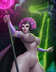 1girls absurdres barretxiii evil-lyn eyelashes eyeliner female female_only highres looking_at_viewer masters_of_the_universe pink_eyes solo url watermark