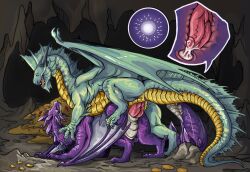 absurd_res amethyst_dragon amethyst_dragon_(dnd) animal_genitalia animal_penis bodily_fluids cloaca cum cum_in_cloaca cum_in_pussy cum_inside diphallia diphallism dragon dragon_(dnd) dungeons_and_dragons duo female feral from_behind_position genital_fluids genitals hasbro hemipenes hi_res horizontal_cloaca horn impregnation male male/female mounting multi_genitalia multi_penis ovum penis sex silver_dragon silver_dragon_(dnd) simple_background sssmazkaa wings wizards_of_the_coast