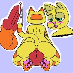 :3 anal animal_dildo animal_genitalia animal_penis animal_sex_toy anthro bedroom_eyes blep blush bodily_fluids butters_(theenyface) canine_dildo canine_penis capcom cum dildo dildo_sitting domestic_cat feet felid feline felis felyne genital_fluids genitals knot lynian male mammal monster_hunter narrowed_eyes palico pawpads penetration penis seductive sex_toy solo theenyface tongue tongue_out video_games