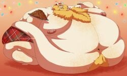 1boy 2d 2d_(artwork) anthro asgore_dreemurr beard belly_hair big_belly big_nipples bigstories blonde_hair body_hair christmas cookie cookies eating fat fat_arms fat_ass fat_butt fat_fetish fat_fur fat_legs fat_man fat_thighs fit_to_fat food furry horn horns male male_only moobs morbidly_obese morbidly_obese_anthro morbidly_obese_male nipples obese obese_anthro obese_male santa_costume santa_hat silver_stag solo thick_thighs tight_clothing tight_pants tight_underwear undertale undertale_(series) weight_gain