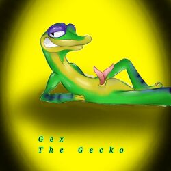 2024 2_penises animal cute diphallia diphallism fictional_character gecko gemmyisgood gex_(series) gex_the_gecko ibispaintx male male_only multi_penis penis playstation sega solo tagme