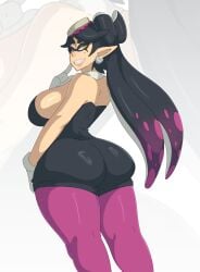 1girls ass bare_shoulders breasts callie_(splatoon) detached_collar female gloves hair hair_ornament inkling inkling_girl large_ass large_breasts leedraw11 long_hair looking_at_viewer looking_back looking_back_at_viewer mole mole_under_eye nintendo one_eye_closed pointy_ears solo solo_female solo_focus splatoon tentacle_hair two_tone_hair white_gloves wink winking_at_viewer yellow_eyes