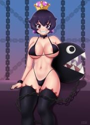 chain_chomp chains chompette collar deviantart fanbox_reward female female_only gummslime gumroad mario_(series) metal_collar new_super_mario_bros._u_deluxe patreon revealing_clothes skimpy_clothes stockings super_crown super_mario_bros. tagme