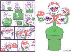 ass_expansion breast_expansion comic corruption female green_skin hair_loss huge_ass huge_breasts identity_death lip_expansion looking_pleasured mario_(series) mind_control nipples piranha_plant plant_transformation plantie species_transformation super_mario_bros. super_mario_bros._(nes) sutibaru thick_thighs thigh_expansion topless transformation transformation_sequence white_nipples wide_hips