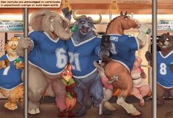 2022 anthro anus balls benjamin_clawhauser bottomless bovid bovine canid canine cheetah chief_bogo clothed clothing disney domestic_pig elephant elephantid equid equine face_in_ass felid feline female fox francine_pennington genitals group horse judy_hopps lagomorph laser_(artist) leporid male mammal mayor_swinton nick_wilde penis proboscidean pussy rabbit suid suina sus_(pig) true_buffalo ursid water_buffalo zootopia