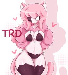 big_breasts bra breasts cat_ears cat_tail catgirl feline female_only friday_night_funkin heart hoodie hoodie_lift one_eye_closed panties sarvente_(dokki.doodlez) sarvente_(friday_night_funkin) stockings tagme tail thick_thighs thighs trd-yo