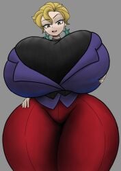 1girls alternate_breast_size blonde_hair breasts_bigger_than_head briar_(pokemon) bursting_breasts enormous_breasts game_freak grabbing_own_breast hyper hyper_breasts hyper_thighs nintendo platzwhitemoon pokemon pokemon_(game) pokemon_sv short_hair smile solo_female source tagme thick_thighs thighs