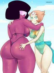 2girls cartoon_network chronosth1 clothed fanbox_reward female_only garnet_(steven_universe) gem_(species) gummslime gumslime paid_reward pearl_(steven_universe) steven_universe