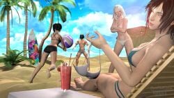 bikini black_hair eira_(vindictus) halo_(series) lethor looking_at_viewer odst pompilus_sfm_twitter(artist) red_hair topless vella_(vindictus) vindictus white_hair