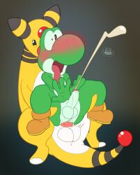 2boys ampharos anal anal_sex anthro balls bodily_fluids bovid boyhowdy caprine cross-eyed crossover cum dinosaur duo ejaculation erection feral gay gay_sex genital_fluids genitals hands-free hands_under_legs hi_res interspecies male male/male male_only mammal mario_(series) nintendo penetration pokémon_(species) pokemon pokemon_(species) pokephilia reptile scalie sheep shocked shocked_expression simple_background video_games yoshi yoshi_(character)