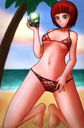 1girls beach big_ass big_breasts bikini camera danganronpa danganronpa_2:_goodbye_despair female female_only koizumi_mahiru light-skinned_female light_skin looking_at_viewer red_hair selfie