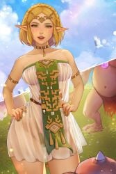 1girls blonde_hair bokoblin elf_ears female female_focus imminent_sex light-skinned_female light_skin looking_at_viewer medium_breasts nintendo princess_zelda prywinko see-through simple_background solo_focus tears_of_the_kingdom the_legend_of_zelda zelda_(tears_of_the_kingdom)