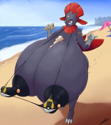 1girls big_ass breasts_bigger_than_head breasts_bigger_than_torso furry hard_nipples huge_ass hyper hyper_breasts ice_cream ice_cream_on_breasts massive_breasts pokemon snesflint solo_female tagme weavile