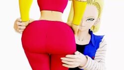 2girls android_18 animated ass ass_focus ass_jiggle ass_shake big_ass blonde_hair blue_eyes dragon_ball dragon_ball_super dragon_ball_z female female_only female_saiyan huge_ass jiggle jiggling_ass kefla kishi large_ass no_sound saiyan short_hair tagme video yuri