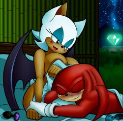 after_sex anthro big_breasts blush breasts buttplug chacrawarrior condom emerald_(gem) holding_hands knuckles_the_echidna lap_pillow looking_at_partner male/female nude nude_cover rouge_the_bat sega sleeping sonic_(series) sonic_the_hedgehog_(series) used_condom wholesome