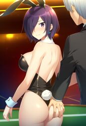 1boy 1girls ai_generated ass ass_grab bunnysuit couple duo duo_focus female female/male ghoul kaneki_ken kirishima_touka looking_back looking_back_at_partner lovers male male/female purple_hair tagme tokyo_ghoul tokyo_ghoul:re