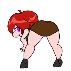 1girls animated animated_gif ass ass_shake butt dat_ass edit edited female heels looking_back panties purple_eyes recolor red_hair skirt smile smiling solo tm64g transparent_background twerk twerking upskirt