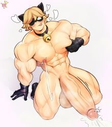 1boy adrien_agreste boner cat_noir erection hyper_muscles hyper_penis kingdom_velvet large_penis male male_only miraculous:_tales_of_ladybug_and_cat_noir miraculous_ladybug muscular muscular_male nude solo solo_male