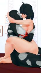 1boy 1boy1girl 1girls arms_behind_back arms_behind_head beringel black_hair blake_belladonna cat_ears catgirl dark_hair fat_ass faunus grimm_(rwby) kissing kissing_while_penetrated naked naked_female ricochet3d rwby sweat sweatdrop tagme