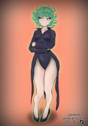 1girls anime_girl clothed clothed_female female female_only green_eyes green_hair one-punch_man opm small_breasts small_nipples solo tatsumaki