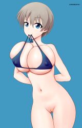 1girls alternate_version_available big_boobs big_breasts bikini bikini_top blue_eyes boobs bottomless breasts deviantart fanbox_reward female female_only gummslime gumroad patreon short_hair solo standing swimsuit uzaki-chan_wa_asobitai! uzaki_hana white_hair