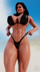 1girls 3d abs big_breasts bikini dark_hair female_focus female_only pink_nipples self_upload slow_(artist) the_witcher_(series) thighs tugging_clothing yennefer