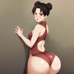 1girls against_wall ai_generated almost_naked alternate_costume alternate_version_available arm_support ass ass_bigger_than_head back_view bangs big_ass blush breast_press breasts_against_wall brown_eyes brown_hair bubble_ass bubble_butt china_dress chinese_clothes clothing dat_ass double_bun dress embarrassed fat_ass female female_only from_behind hair_bun hand_on_wall huge_ass kuroisekitan large_ass light-skinned_female light_skin looking_at_viewer looking_back looking_back_at_viewer medium_breasts mostly_nude nai_diffusion naruto naruto_(series) naruto_shippuden nose_blush open_mouth partially_clothed perky_breasts petite pinup presenting presenting_ass presenting_hindquarters rear_view revealing_clothes sideboob solo solo_focus stable_diffusion teenage_girl teenager tenten thick_ass tied_hair voluptuous wedgie