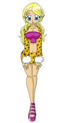 1boy 2015 blonde_hair color crossdressing escafa fake_breasts high_heels leopard_print penny_(the_photoshoot) sfw solo solo_male tagme the_photoshoot