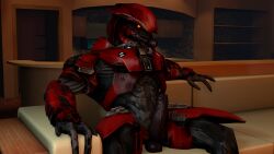 3d 3d_(artwork) alien anthro armor azphyr balls clothed clothing digital_media_(artwork) elite_(halo) erection genitals halo_(series) headgear helmet hi_res male male_sangheili_(halo) microsoft nude penis sangheili solo source_filmmaker video_games xbox_game_studios