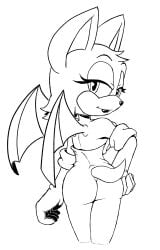 1girls anthro bat body_suit bodysuit chipviled chiropteran female furry furry_female line_art lipstick looking_at_viewer looking_back makeup mobian_(species) rouge_the_bat sega sketch sonic_(series) wings