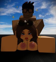 1boy 1girls 3d anal anal_sex bending_over big_ass big_breasts black_glasses brown_glasses brown_hair doggy_style patatrr34 request requested roblox robloxian self_upload tagme