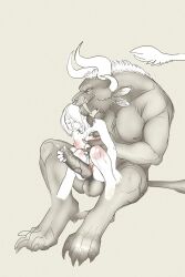 0ptimissed 1boy 1girls charr ellen_kiel evon_gnashblade groping guild_wars guild_wars_2 handjob huge_cock human interspecies sex size_difference sketch teasing vaginal_penetration vaginal_penetration vaginal_sex