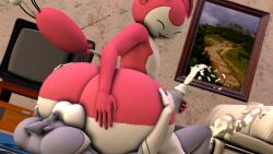 2boys 3d anthro ass ass_bigger_than_head balls cum cumming espurr facesitting femboy furry huge_ass huge_cock male male_only malesub pokémon_(species) pokemon skitty