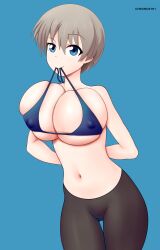 1girls alternate_version_available big_boobs big_breasts blue_eyes boobs breasts deviantart fanbox_reward female female_only gummslime gumroad patreon short_hair solo standing uzaki-chan_wa_asobitai! uzaki_hana white_hair yoga_pants