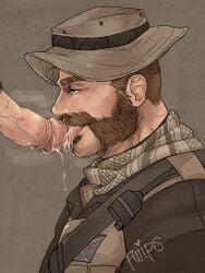 2boys activision bara barazoku beard big_penis blowjob call_of_duty call_of_duty:_modern_warfare_2 call_of_duty_modern_warfare_2_(2022) captain_price chii_(fwipsart) clothing cum cum_drip cum_dripping_from_penis daddy erection facial_hair gay gay_blowjob genital_fluids hairy hard_on huge_cock john_price male male/male male_focus male_only manly mature_male muscular_male oral oral_sex penis precum precum_drip solo_male yaoi