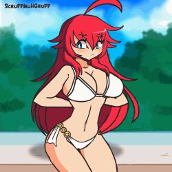 animated animated_gif blue_eyes bra breasts cameltoe color colored demon_girl high_school_dxd long_hair midriff panties red_hair rias_gremory scruffmuhgruff tagme thighs watermark