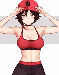 1girls 2d abs bluefield blush breasts cameltoe cleavage female female_only light-skinned_female light_skin pale-skinned_female pale_skin pussy ruby_rose rwby simple_background solo