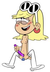 1girls 2d accurate_art_style areolae blonde_hair blush female female_only javisuzumiya leni_loud masturbation navel nipples pleasure_face sex_toy solo solo_female sunglasses sunglasses_on_head teenage_girl teenager the_loud_house transparent_background young