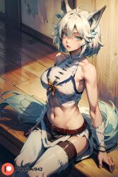 1girls ai_generated blowjob blue_eyes cum cum_in_mouth cum_on_body cum_on_breasts cum_on_face cumshot dreamai492 female girl hi_res high_resolution highres large_breasts looking_at_viewer oral redo_of_healer setsuna_(redo_of_healer) solo solo_female