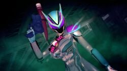 3d agent_six_(kamen_rider_zeztz) big_breasts breasts female female_only helmet heroine holding_weapon kamen_rider kamen_rider_zeztz_(series) koikatsu kureha_miyamoto large_breasts lord_invoker lord_six miyamoto_kureha muscular_female panic_capsem supervillainess tokusatsu villainess