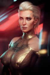 3d big_breasts breasts cd_projekt_red cleavage cyberpunk_2077 mature_female meredith_stout milf noahgraphicz