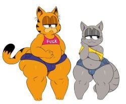 2boys 2males :3 belly big_ass big_butt black_stripes bulge bulge_through_clothing chubby chubby_male clothed clothes clothing cute fat fat_ass feline femboy femboy_only garfield_(series) garfield_the_cat gay girly girly_boy grey_fur hand_on_head holding_head male male/male male_only nermal nermal_(garfield) orange_fur overweight overweight_male paramount_pictures paws,_inc. scratching scratching_belly shorts sssonic2 striped_body stripes teapot_(body_type) wide_hips yaoi