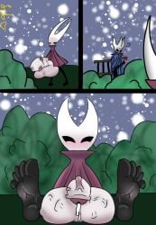 balls cock cock_vore colored comic comission cum cum_digestion feet female_pred futanari hollow_knight hornet hornet_(hollow_knight) huge_balls huge_cock male_prey oc shrinking unexpected unwilling_prey willing_pred