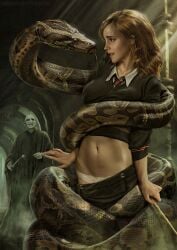 1girls 2d actress celebrity clothing emma_watson exposed_panties female harry_potter hermione_granger imminent_vore nagini ninjartist panties photorealism photorealistic ralph_fiennes real_person realistic remake repost restrained scene_interpretation snake spoils_of_war tie underwear voldemort vore