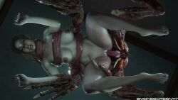 1girls 3d 3d_(artwork) breasts brown_hair ceiling claire_redfield claire_redfield_(jordan_mcewen) closed_eyes doggy_style feet hiding interspecies licker long_tongue monster monster_on_female mr_x nude nude_female open_mouth penis resident_evil resident_evil_2 resident_evil_2_remake sex smokescreen117 teenager teeth tongue_wrap upside-down vaginal_penetration vaginal_sex worm's-eye_view