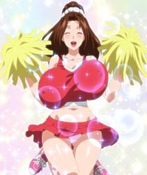 1girls anime_screencap big_breasts bouncing_breasts brown_hair cheerleader cheerleader_uniform closed_eyes curvaceous curvy energy_kyouka!! erina_houjou female happy hentai huge_breasts jumping large_breasts long_hair mature_female milf mother ova pom_poms screenshot skirt solo tagme thick_thighs thighs