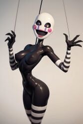 4_fingers ai_generated animatronic animatronic_female black_body creepy female five_nights_at_freddy's five_nights_at_freddy's_2 haunted marionette_(fnaf) mask masked masked_female nipples pixai possessed puppet puppet_(fnaf) simple_background slim_waist strings striped_armwear striped_legwear ultimate_custom_night