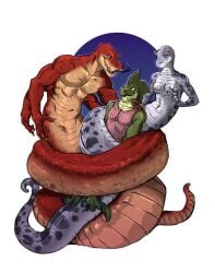 absurd_res anthro apode belly binding bondage bound breasts clothed clothing crius draconcopode female gherinn group group_sex hi_res intricatevision legless male male/female multi_arm multi_limb multi_pec muscular naga nude quija reptile scalie serpentine sex snake threesome trio